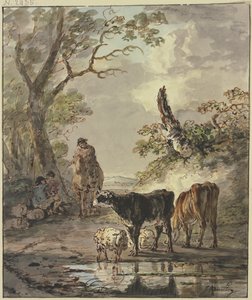 Rastende Hirten an einer Wasserstelle von Jacob van Strij