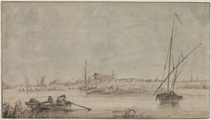 Ansicht von Dordrecht vom Fluss aus von Jacob van Strij