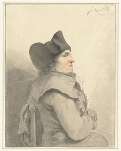 Sitzender Mann mit schwarzem Hut, im Profil, nach rechts von Jacob van Strij
