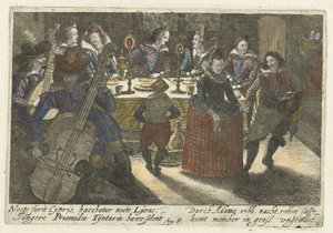 Speisende Studenten und Musiker (Pugillus facetiarum iconographicarum in studiosorum) von Jacob van der Heyden