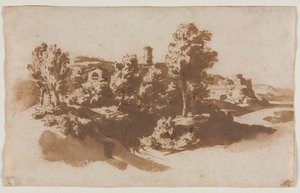 Landschaft mit Befestigung zwischen Marino und Frascati