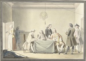Sitzung der Kommissare zur Entgegennahme der liberalen Spenden, oder 50. Pfennig, 12. September 1747