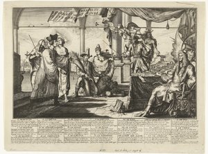 Karikatur auf die Anwaltschaft, die vom Streit der Menschen profitiert, 1687 von Jacobus Harrewijn