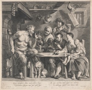 Ein Satyr besucht eine Bauernfamilie