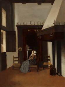 Junge Frau in einem Innenraum von Jacobus Vrel