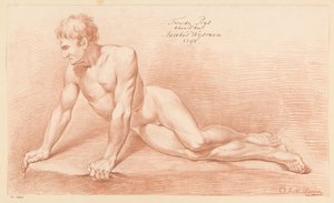 Sitzender männlicher Akt, von vorne gesehen (2. Preis 1798) von Jacobus Wijsman