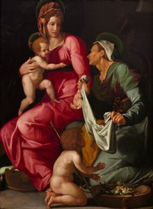 Madonna und Kind mit der heiligen Elisabeth und dem heiligen Johannes dem Täufer, ca. 1535 von Jacopino del Conte