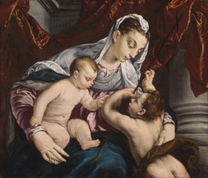 Jungfrau und Kind mit dem jungen Johannes dem Täufer von Jacopo Bassano