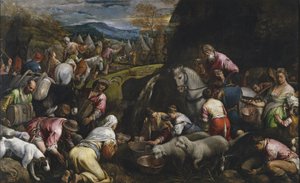 Moses schlägt Wasser aus dem Felsen von Jacopo Bassano il vecchio