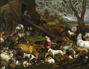 Die Tiere betreten die Arche Noahs