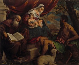 Jungfrau und Kind mit Johannes dem Täufer und dem Heiligen Antonius dem Abt von Jacopo Bassano il vecchio