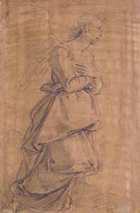 Der Erzengel Gabriel kniet nach rechts, Studie für eine Verkündigung von Jacopo Chimenti Empoli