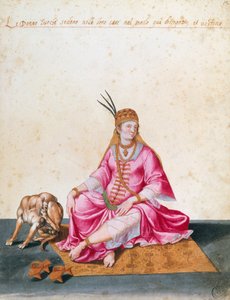 Türkische Frau mit Hund, Zeichnung von Jacopo Ligozzi