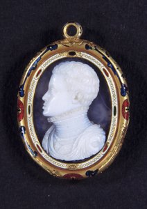Porträt von Prinz Don Carlos (1545-1568) von Spanien. Chalzedon-Medaillon von Jacopo Nizzola da Trezzo