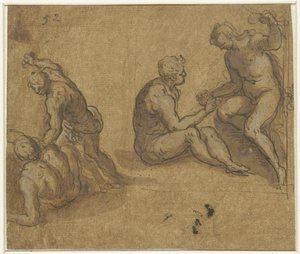 Adam und Eva unter dem Baum und Kain, der Abel tötet