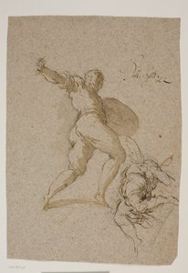 Springender Krieger und ein fliegender Engel von hinten gesehen von Jacopo Palma