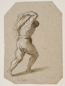 Mann trägt eine schwere Last auf dem Rücken von Jacopo Palma