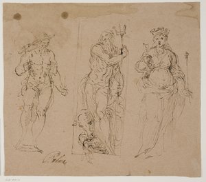 Neptun flankiert von Vulkan(?) und der Personifikation einer Stadt von Jacopo Palma