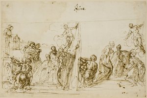 Zwei Kompositionsskizzen für das Votivbild von Doge Pasquale Cicogna, Sala del Pregadi, Palazzo Ducale, Venedig von Jacopo Palma