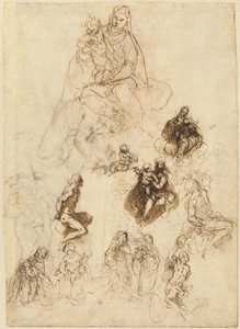 Studien der Jungfrau und des Kindes mit Heiligen von Jacopo Palma il Giovane