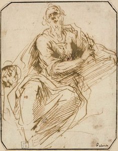 Studie für St. Markus (recto); Skizze einer halbfigurigen männlichen Figur, die nach rechts oben schaut (verso)