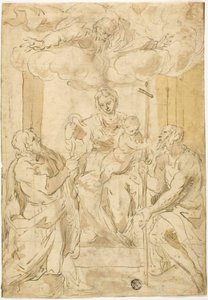 Jungfrau und Kind mit den Heiligen Thomas und Johannes dem Täufer (recto); Schlafende Venus (verso) von Jacopo Palma il Giovane
