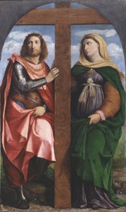 Erhöhung des Kreuzes. Heilige Konstantin der Große und Helena, 1520-1522 von Jacopo Palma il Vecchio the Elder