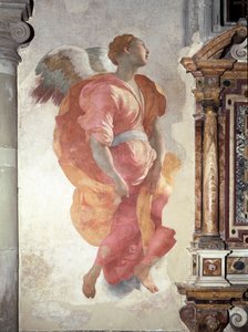 Verkündigung. Detail des Engels - Fresko von Jacopo Pontormo