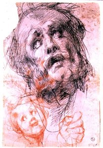 Studie des Kopfes von St. Joseph, des Kopfes eines Kindes und einer Faust für die 
