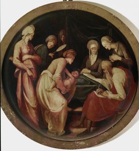 Die Geburt des Heiligen Johannes des Täufers von Jacopo Pontormo