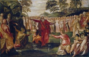 Moses schlägt auf den Felsen von Jacopo Robusti (workshop of) Tintoretto