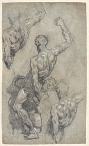 Studien zu Michelangelos "Samson und die Philister", ca. 1575-85 von Jacopo Robusti (workshop of) Tintoretto