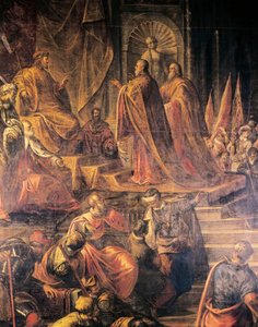 Botschafter des Papstes und Venezianer bitten Barbarossa vergeblich um Frieden