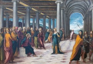 Christus und die Ehebrecherin von Jacopo Robusti Tintoretto