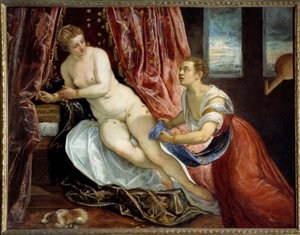 Danae und Zeus, verwandelt in Goldstücke, um Danae zu verführen
