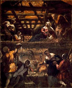 Gemälde für den großen Saal der Scuola di San Rocco (Wände): Anbetung der Hirten von Jacopo Robusti Tintoretto
