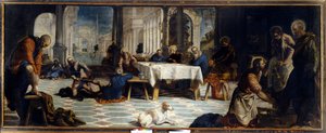 Jesus Christus wäscht die Füße seiner Jünger. Gemälde von Jacopo Robusti genannt Il Tintoretto von Jacopo Robusti Tintoretto