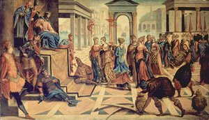 Salomo und die Königin von Saba von Jacopo Robusti Tintoretto