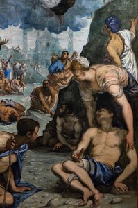Der heilige Augustinus heilt den Lahmen (Detail) von Jacopo Robusti Tintoretto