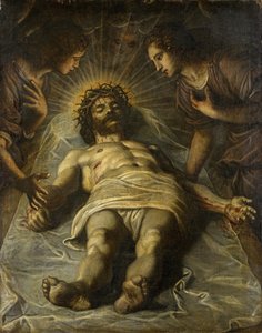 Der tote Christus mit zwei Engeln von Jacopo Robusti Tintoretto