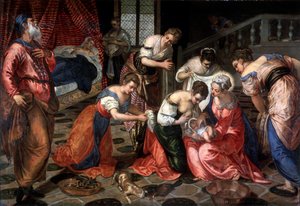 Die Geburt Johannes des Täufers, 1550 von Jacopo Robusti Tintoretto