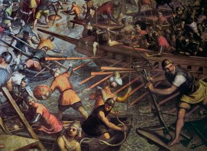 Die Eroberung von Konstantinopel 1204 (Episode des 4. Kreuzzugs) (Detail) Gemälde von Jacopo Robusti (Tintoretto) (1518-1594)