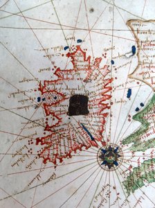Irland, Detail einer Renaissance-Karte von Europa, nach Jacopo Russo, 1528