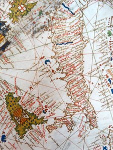 Italien und Sizilien von einer Renaissance-Karte von Europa, nach Jacopo Russo, 1528