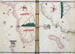 Ms Ital 550.0.3.15 fol.4v-5r Karte von Afrika und dem Kap der Guten Hoffnung, aus den 
