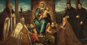 Doge Alvise Mocenigo und Familie vor der Madonna und dem Kind von Jacopo Tintoretto