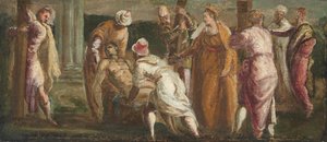 Heilige Helena prüft das wahre Kreuz, ca. 1545 von Jacopo Tintoretto