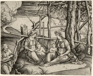 Die Heilige Familie mit St. Elisabeth und dem kleinen St. Johannes, um 1499-1501 von Jacopo de Barbari