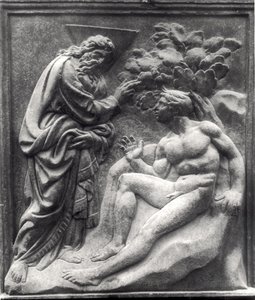 Erschaffung Adams, Tafel von der Porta Magna, ca. 1430 von Jacopo della Quercia