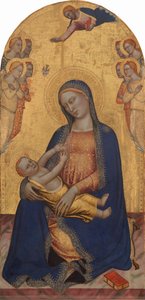 Madonna und Kind mit Gott dem Vater, der segnet, und Engeln, ca. 1370-1375